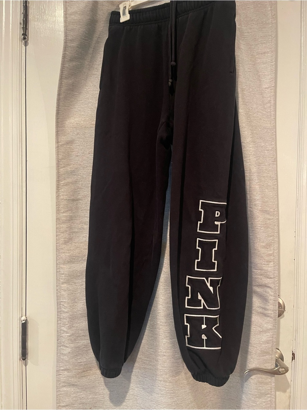 Victoria's Secret PINK Black Sweatpants with White Logo Lettering